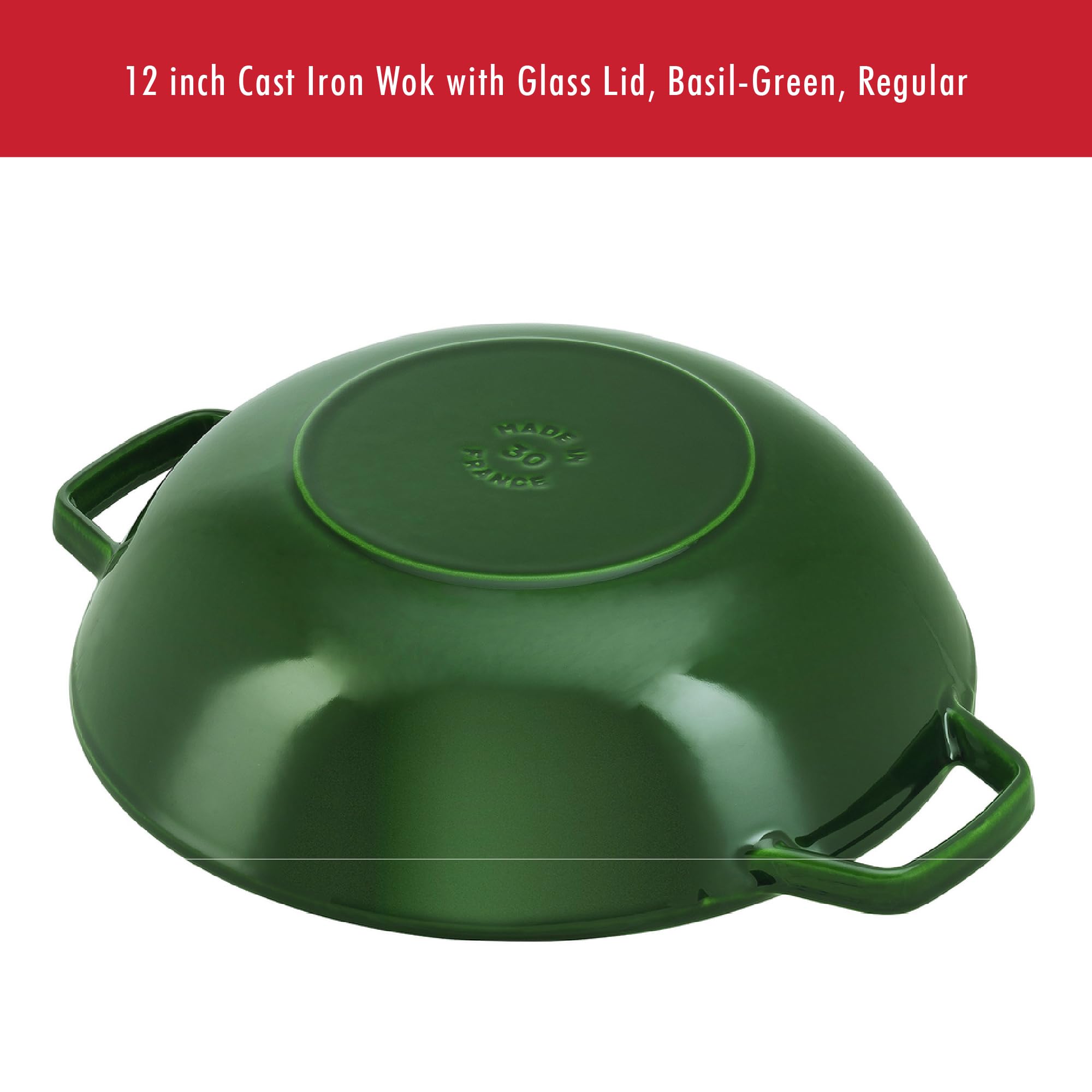 STAUB CAST Iron 30 cm / 12 INCH CAST Iron Wok with Glass LID